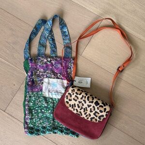 Patchwork and Leopard Print Crossbody Bag Set